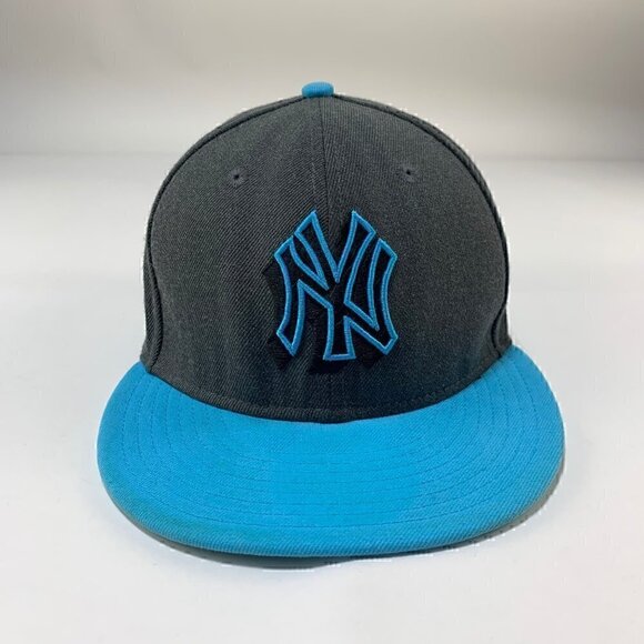 New York Yankees MLB Gray Blue New Era Snapback Hat Mens M/L - Picture 2 of 7